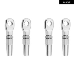 4個 マリングレード 316 ステンレス SWAGELESS アイターミナルワイヤー ケーブル ロープ DIY フィッティングリギングハードウェア手すりキット - silver