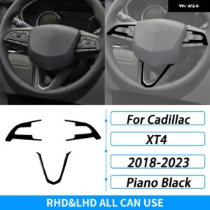 キャデラック XT4 2018-2023 カーボン ステアリングホイール ボタン フレーム 装飾カバー 車内装飾アクセサリー ステッカー - Piano Black