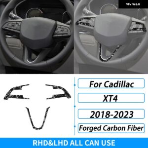 キャデラック XT4 2018-2023 カーボン ステアリングホイール ボタン フレーム 装飾カバー 車内装飾アクセサリー ステッカー - Forged Carbon Fiber