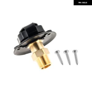 RV 水インレット接続市水注インレットフランジ真鍮チェック バルブ 付き RV ウォーターホースコネクタ 1/2インチ NPT オスキャンピングカー - black