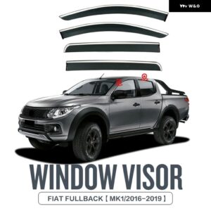 フィアット フルバック MK1/2016-2019 ウィンドウ バイザー フロントガラス ディフレクター サンガード レインベント カバー トリム ブライト ストリップ - Fullback MK1 16-19