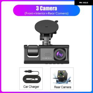 1080P 2.0インチ 車 DVR HD ダッシュカメラ 3 レンズ カム IPS ビデオレコーダー サイクルダッシュカムミラー ドライブレコーダー ナイトビジョン