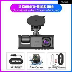1080P 2.0インチ 車 DVR HD ダッシュカメラ 3 レンズ カム IPS ビデオレコーダー サイクルダッシュカムミラー ドライブレコーダー ナイトビジョン