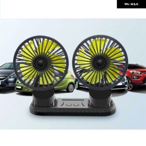 ファン USB 電源デュアルヘッド 5 ブレードダッシュファン 360 ° オールラウンド 車クーラー 12V 24V 自動車 トラック SUV - a