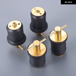 4個 真鍮ゴムボートツイストタイプ T ハンドルドレンプラグ 1インチ 25MM 直径ドレン穴マリンディンギーヨットボートアクセサリー - gold and black