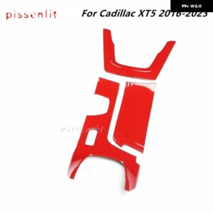 ギア シフト ボックス パネル トリム カーボンレッド スタイル ステッカー キャデラック XT5 2016-2023 LHD アクセサリーセンター コンソール カバー