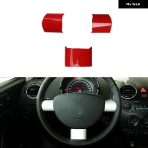 フォーク スワーゲン VW ビートル 2003-10 プラスチック レッド スタイル 装飾 アクセサリー インテリア トリム ステッカー - Steering Wheel