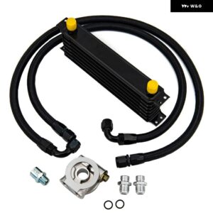 7行 オイルクーラー キット オイル フィルター アダプター AN10 トランス ミッション オイルクーラー キット ナイロン ステンレス 編組ホース - BLACK 7ROWS type2