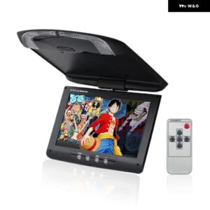 KUNFINE 9インチ 車ルーフモニター LCD フリップダウンスクリーンオーバーヘッドメディアマルチビデオ天井ルーフ マウント ディスプレイ - black