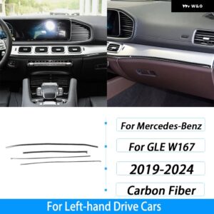 ベンツ GLE W167 2019-2024 カーボンセンター コンソール ダッシュボード エアベント パネル トリム ストリップカー インテリア アクセサリー ステッカー - Black Carbon Fiber