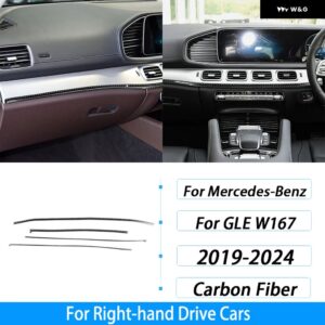 ベンツ GLE W167 2019-2024 カーボンセンター コンソール ダッシュボード エアベント パネル トリム ストリップカー インテリア アクセサリー ステッカー - Black Carbon Fiber2