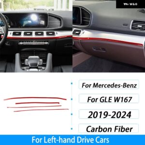 ベンツ GLE W167 2019-2024 カーボンセンター コンソール ダッシュボード エアベント パネル トリム ストリップカー インテリア アクセサリー ステッカー - Red Carbon Fiber