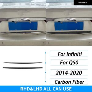 インフィニティ Q50 2014-20 カーボンリア トランク パネル トリム ストリップ 装飾 アクセサリー ステッカー - Black Carbon Fiber