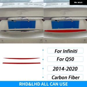 インフィニティ Q50 2014-20 カーボンリア トランク パネル トリム ストリップ 装飾 アクセサリー ステッカー - Red Carbon Fiber