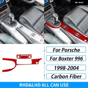 シェポル ボクスター 996 1998-2004 カーボンセンター コンソール ギア シフト パネル 装飾 カバー カー インテリア アクセサリー ステッカー - red carbon fiber