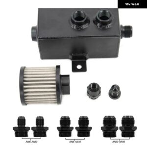 アルミ車 1L オイルキャッチ缶タンク 燃料タンク ブリーザー フィルター ドレン付き AN6/8/10 オススメ OCT-AN10-1L-BK - all fittings