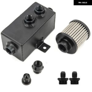 アルミ車 1L オイルキャッチ缶タンク 燃料タンク ブリーザー フィルター ドレン付き AN6/8/10 オススメ OCT-AN10-1L-BK - With AN6 Fitting