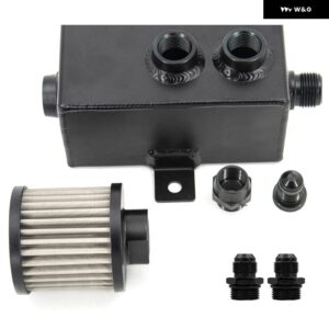 アルミ車 1L オイルキャッチ缶タンク 燃料タンク ブリーザー フィルター ドレン付き AN6/8/10 オススメ OCT-AN10-1L-BK - With AN8 Fitting