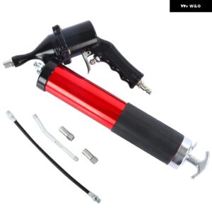 400CC エア式グリースガン 6000PSI エア圧グリースガン フレキシブルホース エア圧コンプレッサー ポンプ 2 カプラー 1 曲がった 金属 パイプ - Red