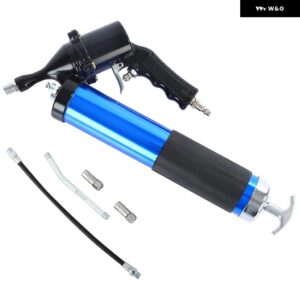400CC エア式グリースガン 6000PSI エア圧グリースガン フレキシブルホース エア圧コンプレッサー ポンプ 2 カプラー 1 曲がった 金属 パイプ - Blue