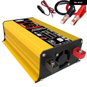6000ワット カーインバーター 正弦波電圧変圧器デュアル USB 車両スマートインバーター DC 12V AC 110V 220V LCD ディスプレイ - Yellow 12V 220V