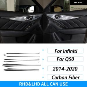 インフィニティ Q50 2014-2020 カーボンインナー ドアハンドル フレーム 装飾 ストリップ車内 装飾 アクセサリー ステッカー - Black Carbon Fiber