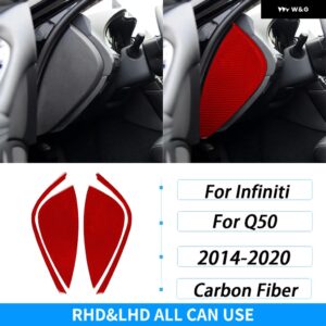 インフィニティ Q50 2014-2020 カーボン ダッシュボード フロント スロット サイド パネル カバー トリム 車内 装飾 アクセサリー ステッカー - red carbon fiber