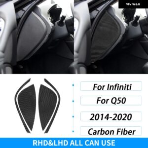 インフィニティ Q50 2014-2020 カーボン ダッシュボード フロント スロット サイド パネル カバー トリム 車内 装飾 アクセサリー ステッカー - Black Carbon Fiber