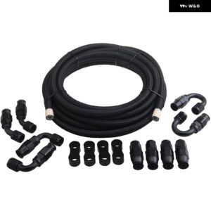 6メートル/20フィート PTFEナイロン AN6/AN8/AN10 燃料ホース適応 AN6/AN8/AN10 継手キット ブラック - 6M AN6 KIT