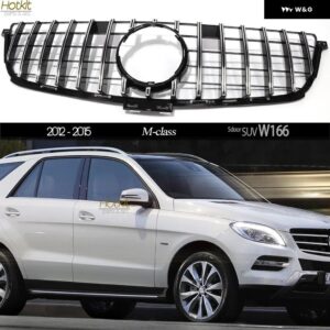 GTR スタイル ABS プラスチック ラジエーター ウォーク フロント バンパー メルセデス ML Mクラス W166 フェイスリフト済み 2012 - 2015 ML63 - black