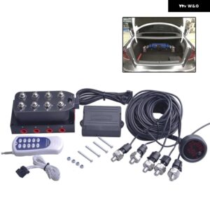 エアサスペンションキット エア バルブ リモコン 付き 超薄型圧力計バー PSI 2インチ 52MM エアライドメーター 赤色LED ディスプレイ - complete set Black