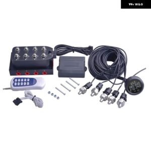 エアサスペンションキット エア バルブ リモコン 付き 超薄型圧力計バー PSI 2インチ 52MM エアライドメーター 赤色LED ディスプレイ - White Gauge kit