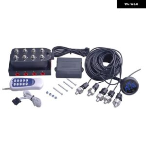 エアサスペンションキット エア バルブ リモコン 付き 超薄型圧力計バー PSI 2インチ 52MM エアライドメーター 赤色LED ディスプレイ - Just valve Black