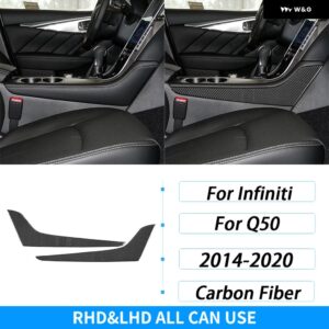 インフィニティ Q50 2014-2020 カーボンセンター コンソール ギア シフト サイド パネル カバー 車内 装飾 アクセサリー ステッカー - Black Carbon Fiber