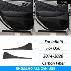 インフィニティ Q50 2014-20 カーボンリアドア パネル カバー トリム カー インテリア アクセサリー ステッカー - Black Carbon Fiber