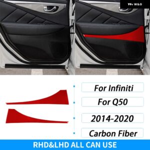 インフィニティ Q50 2014-20 カーボンリアドア パネル カバー トリム カー インテリア アクセサリー ステッカー - Red Carbon Fiber