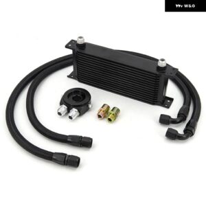 15列 オイルクーラー キット オイル フィルター アダプター AN10 Mモデル オイルクーラー キット ナイロン ステンレス 編組ホース付き - BLACK 15ROWS type1