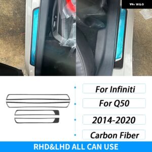 インフィニティ Q50 2014-2020 カーボン アウター ドアシル パネル 装飾 ストリップ車内 装飾 アクセサリー ステッカー - Black Carbon Fiber