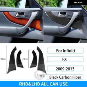 インフィニティ FX 2009-2013 カバー カーボン 4個 ドア アームレスト ハンドル トリム カー スタイリング 室内 装飾 アクセサリー ステッカー - black