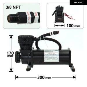 1個 DC 12V 200 PSI アウトレット 1/4 NPT 3/8 NPT カーエアサスペンションコンプレッサー 14ASC - 3 8NPT Black