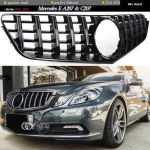 W207 ブラックシルバー フロント バンパー バレー GTR マラソン Eクラス 2 ドア クーペ C207 カビオレット A207 2010 - 2013 専用 - black
