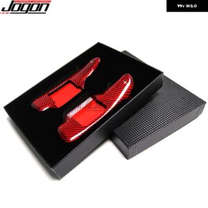 シボレー 赤/黒カーボン インテリア ステアリングホイール パドルシフター 拡張 トリム コルベット C8 スティングレイ Z51 Z06 202 - Red carbon