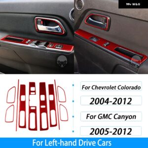 シボレー コロラド GMC キャニオン 2004-2012 カーボン ウィンドウリフト スイッチ アクセサリー ドア ハンドル トリム セット カ - red carbon fiber