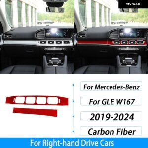 ベンツ GLE W167 2019-2024 カーボンセンター コンソール ダッシュボード エアベント パネル カバー トリム インテリア アクセサリー ステッカー - Red Carbon Fiber3