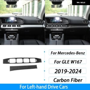 ベンツ GLE W167 2019-2024 カーボンセンター コンソール ダッシュボード エアベント パネル カバー トリム インテリア アクセサリー ステッカー - Black Carbon Fiber