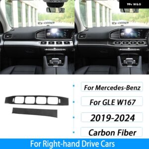ベンツ GLE W167 2019-2024 カーボンセンター コンソール ダッシュボード エアベント パネル カバー トリム インテリア アクセサリー ステッカー - Black Carbon Fiber2