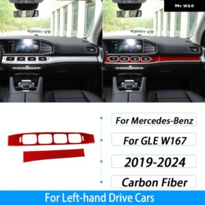 ベンツ GLE W167 2019-2024 カーボンセンター コンソール ダッシュボード エアベント パネル カバー トリム インテリア アクセサリー ステッカー - red carbon fiber