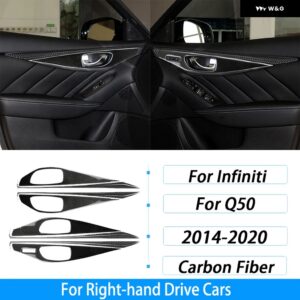 インフィニティ Q50 2014-2020 カーボンドアシートメモリ ボタン パネル カバー トリム 車内 装飾 アクセサリー ステッカー - Black Carbon Fiber2