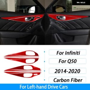 インフィニティ Q50 2014-2020 カーボンドアシートメモリ ボタン パネル カバー トリム 車内 装飾 アクセサリー ステッカー - red carbon fiber