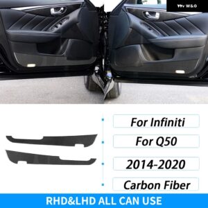 インフィニティ Q50 2014-20 カーボンフロントドア パネル カバー トリム カー インテリア アクセサリー ステッカー - Black Carbon Fiber